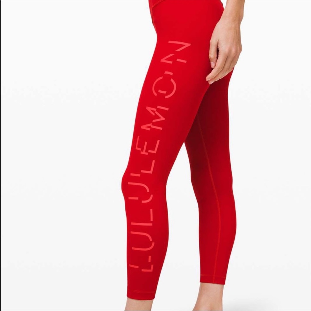 Lululemon limited edition Chinese New Year Leggings Red-size 12 Wunder Under 25”